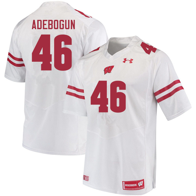 Wisconsin Badgers Men's #46 Ayo Adebogun NCAA Under Armour Authentic White College Stitched Football Jersey LE40V73PX